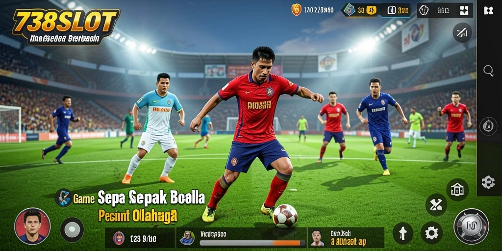 Gameplay mendebarkan dalam pertandingan sepak bola virtual.