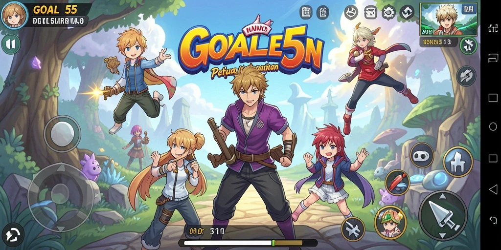 Tampilan screenshot GOAL55 yang menampilkan karakter keren dalam aksi.