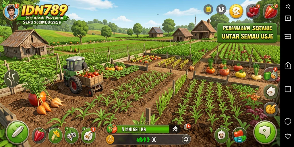 Screenshot gameplay IDN789, menampilkan aktivitas bertani yang menarik.