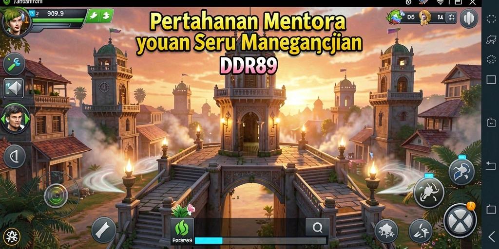 Tampilan gameplay menegangkan dalam IDR89 Tower Defense.