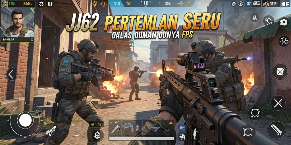 Gameplay mendebarkan dalam aksi FPS yang intens.