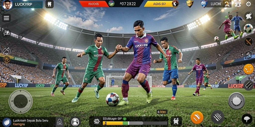 Tampilan menarik dari gameplay <strong>LUCKYRP</strong> menunjukkan aksi sepak bola