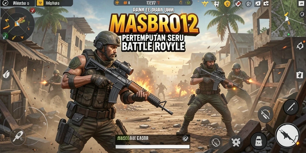 Tampilan gameplay seru dalam pertempuran Battle Royale MASBRO12.