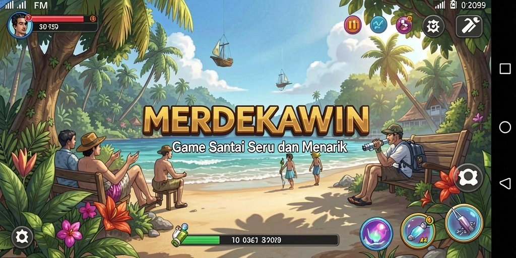 Tampilan gameplay yang seru dan penuh warna di MERDEKAWIN.