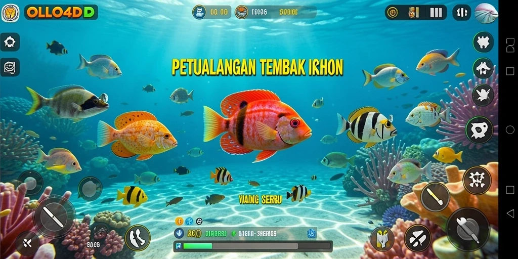 Screenshot utama menunjukkan gameplay seru dalam Tembak Ikan OLLO4D.
