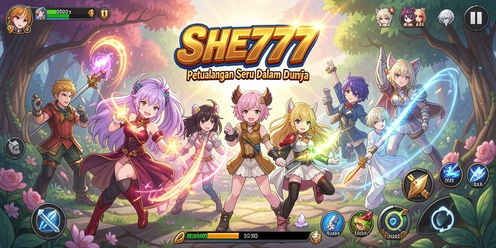 Screenshot gameplay <strong>SHE777</strong> menunjukkan aksi seru di dunia anime.