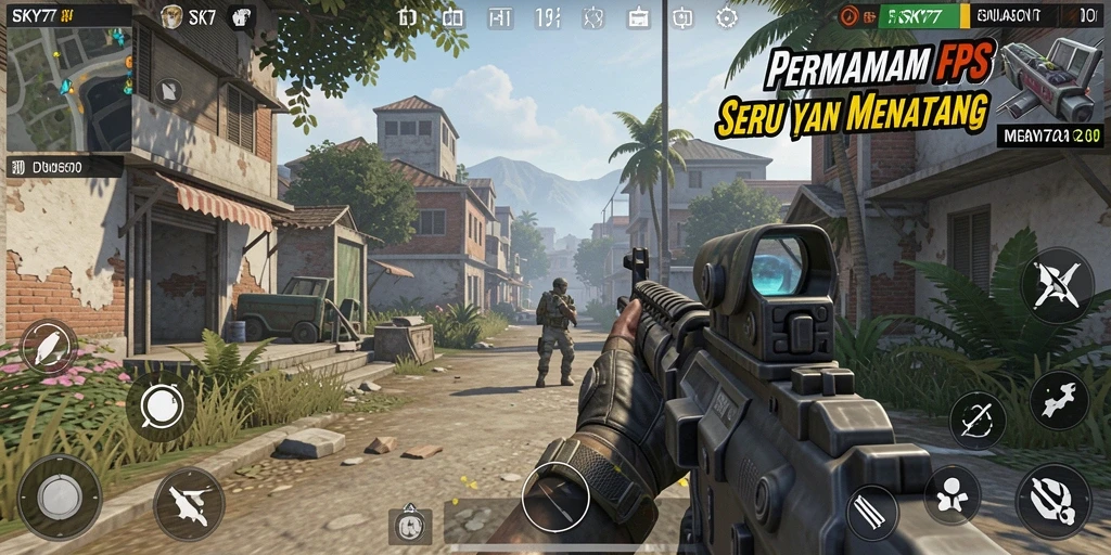 Gameplay intens dari permainan FPS SKY77 yang menantang.