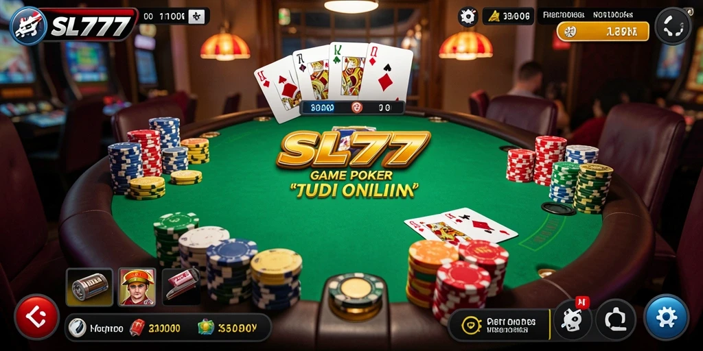 Screenshot SL777 memperlihatkan pemain sedang menikmati permainan Poker yang menegangkan.
