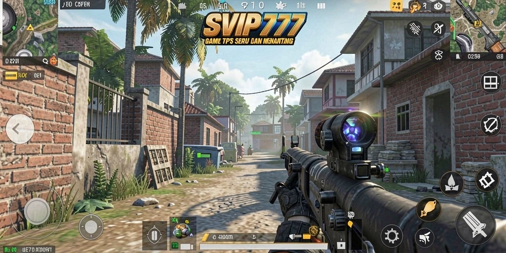 Screenshot utama menampilkan aksi pertempuran seru dalam game TPS.