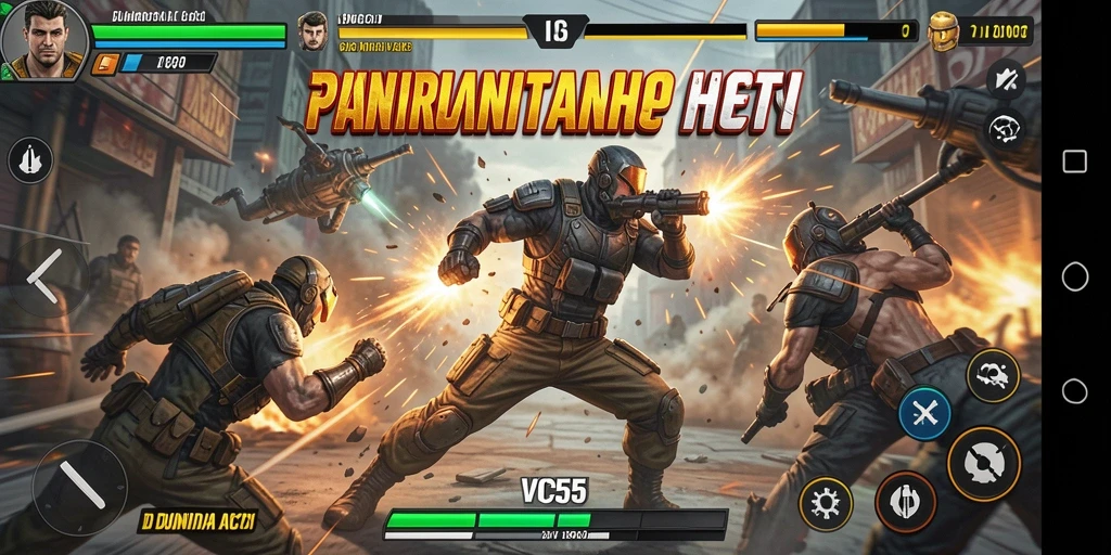 Tampilan gameplay VC55 yang intens dan menegangkan saat bertarung melawan musuh.